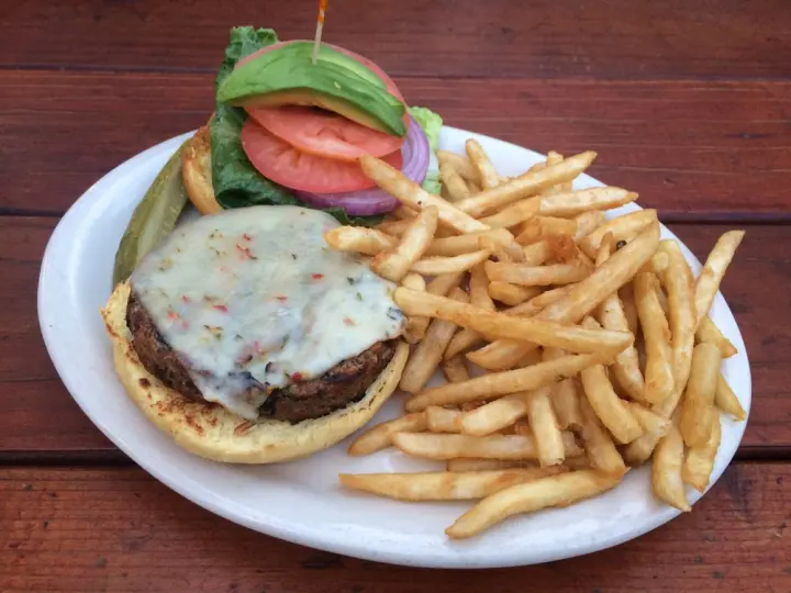 The Beyond Burger with avocado, lettuce, tomato and red onion
